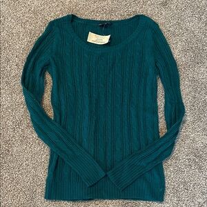 American Eagle XS Teal Cable Knit Sweater Y2K (NWT)